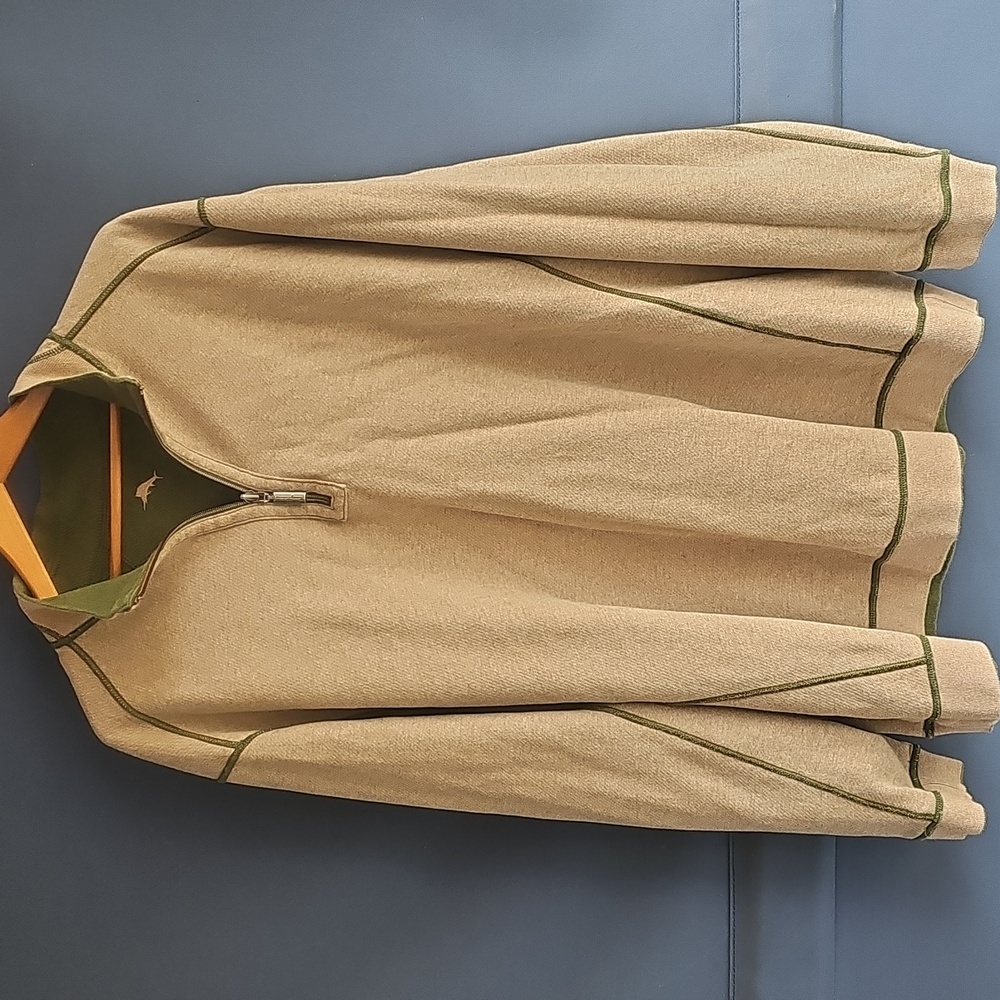 Tommy Bahama XL Men's Olive/Sand Reversible Quarter-Zip Sweatshirt/Sweater - Picture 8 of 12